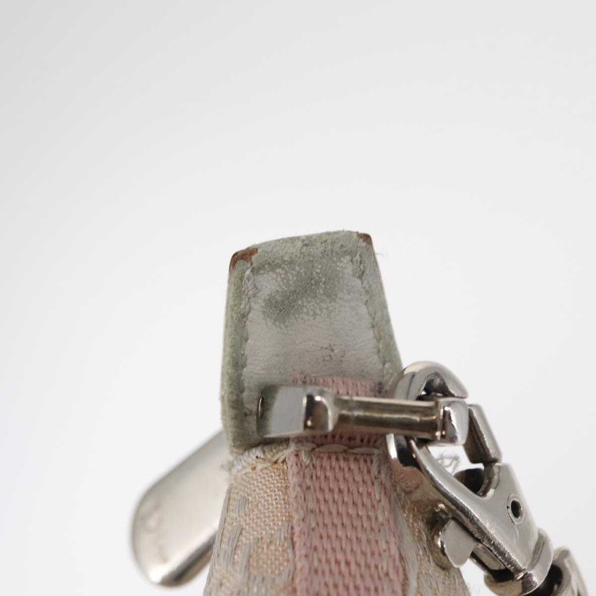 Christian Dior Trotter Canvas Shoulder Bag Pink Silver Auth 155931
