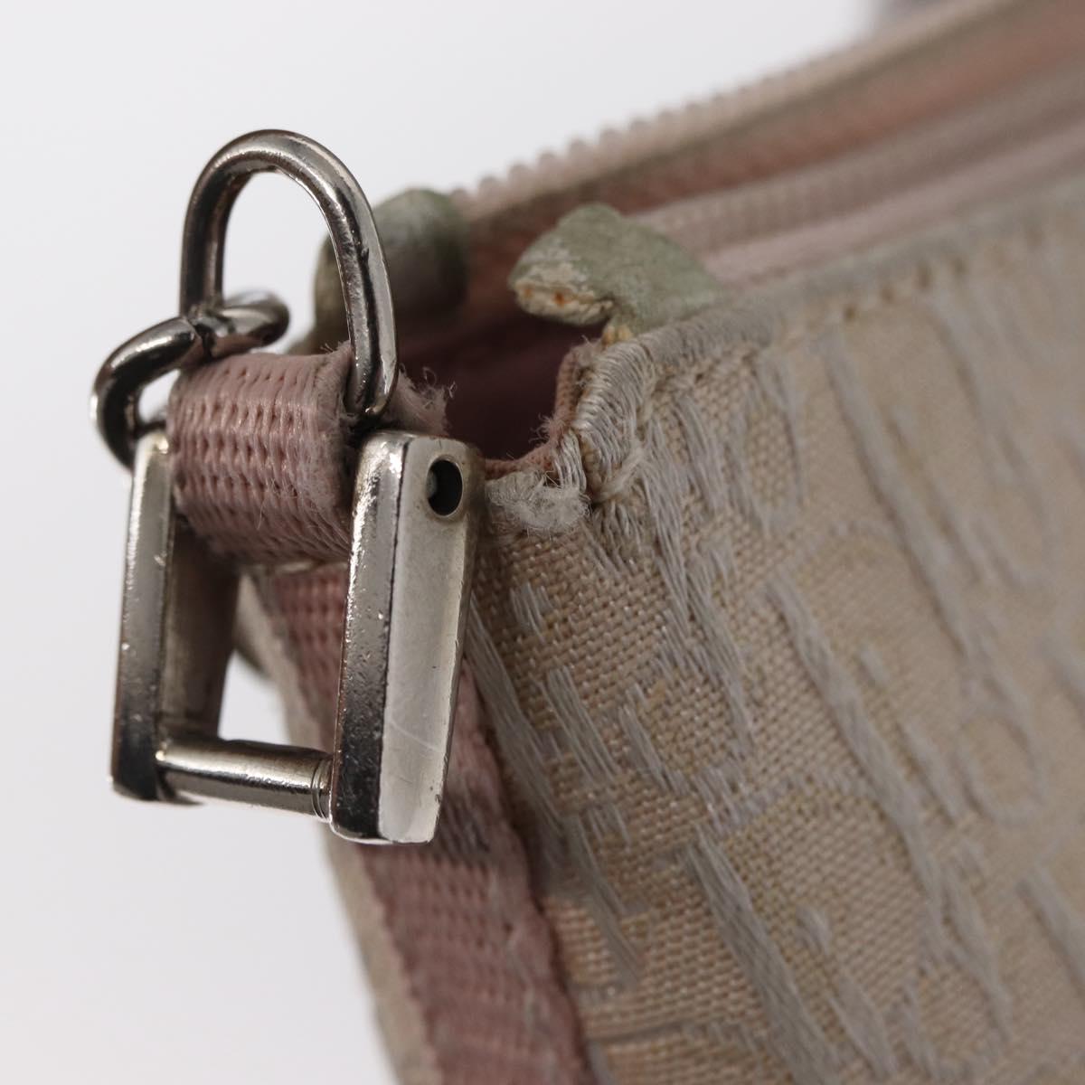 Christian Dior Trotter Canvas Shoulder Bag Pink Silver Auth 155931