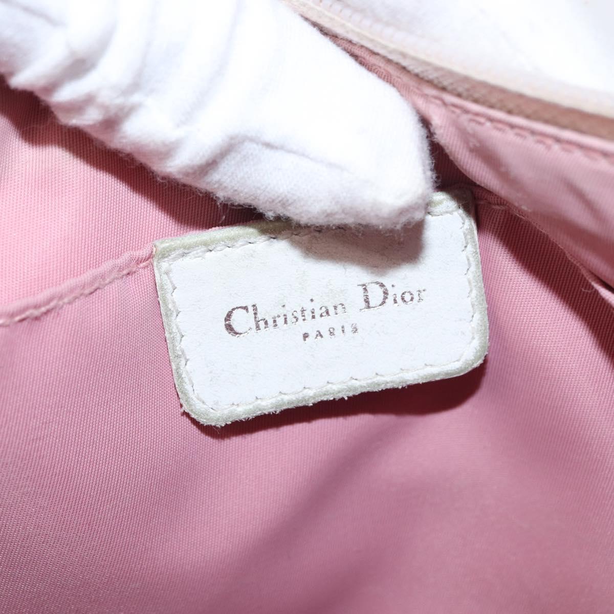 Christian Dior Trotter Canvas Shoulder Bag Pink Silver Auth 155931