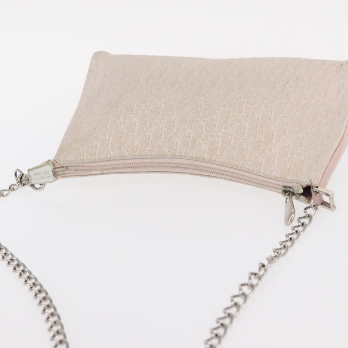 Christian Dior Trotter Canvas Shoulder Bag Pink Silver Auth 155931