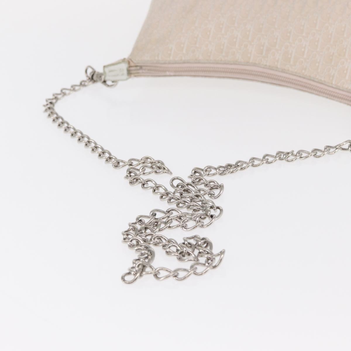 Christian Dior Trotter Canvas Shoulder Bag Pink Silver Auth 155931