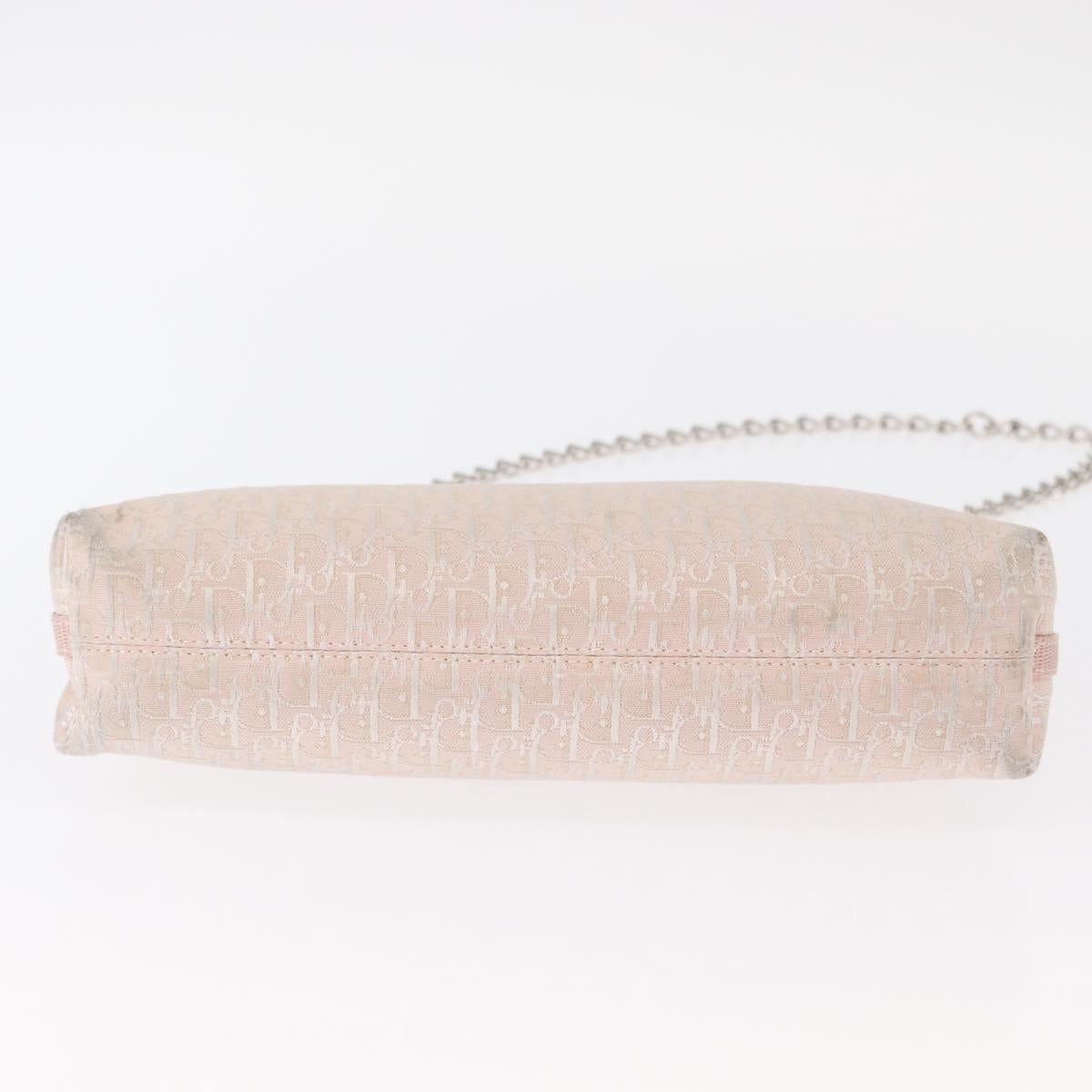 Christian Dior Trotter Canvas Shoulder Bag Pink Silver Auth 155931