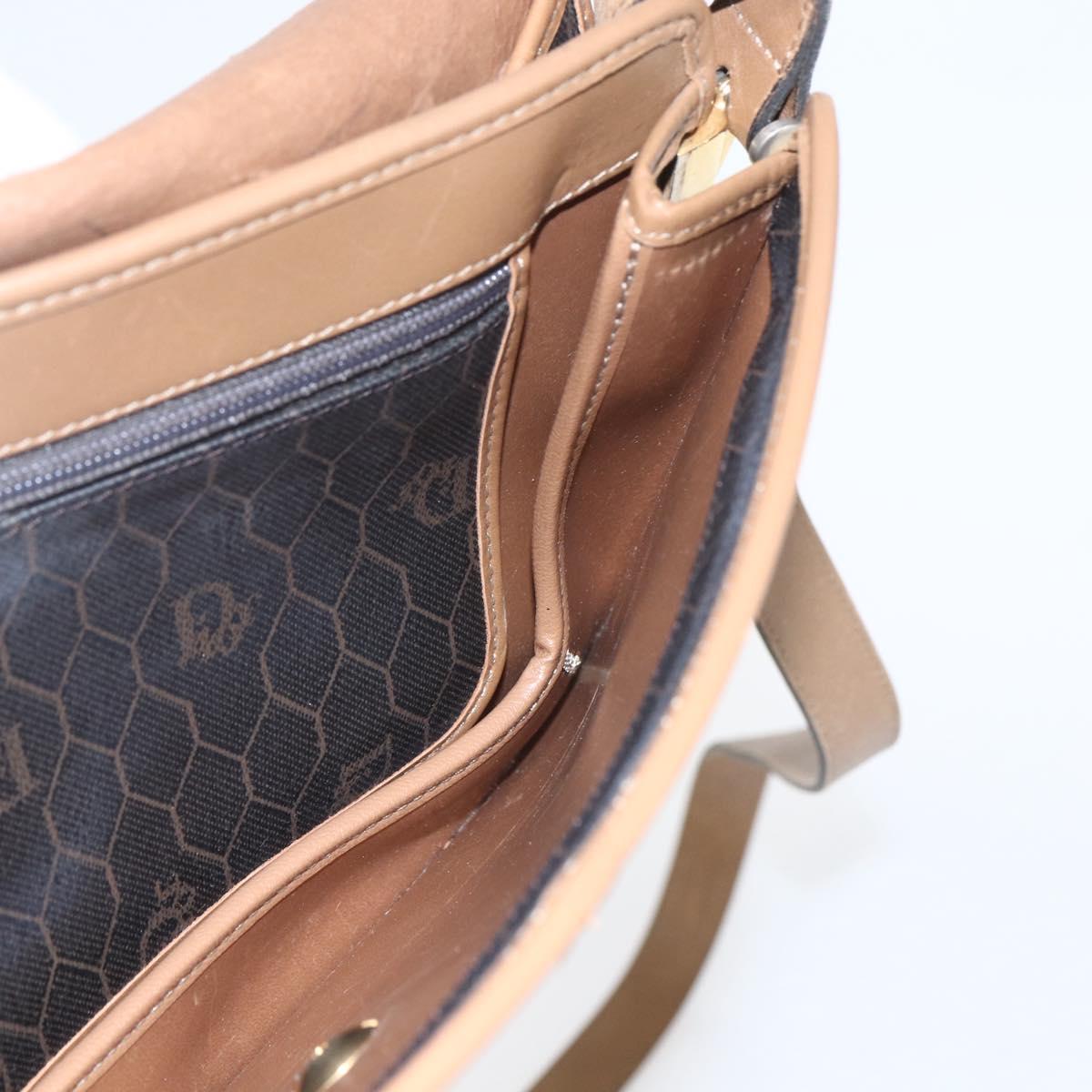 Christian Dior Honeycomb Canvas Shoulder Bag PVC Black Gold Auth 155933