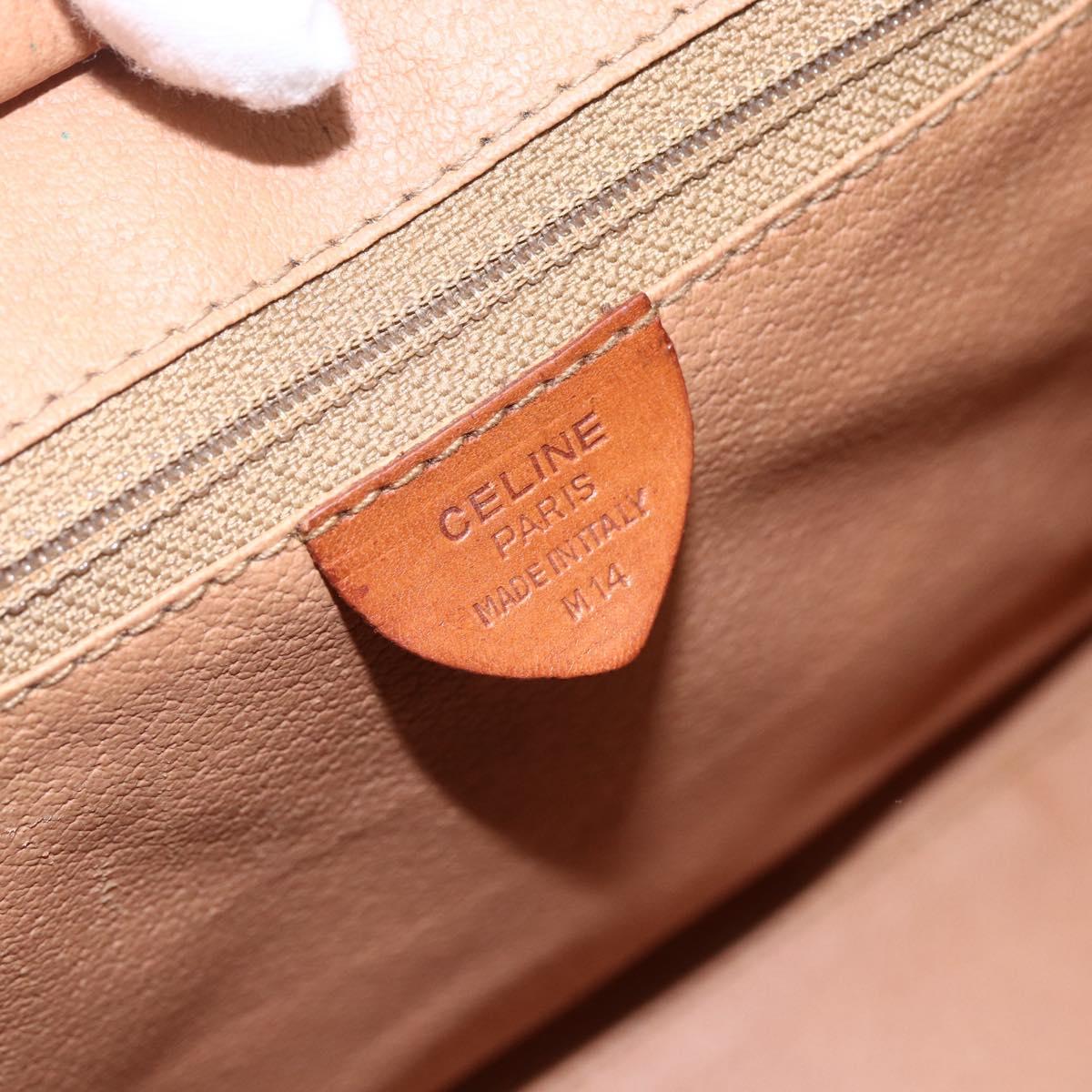 CELINE Macadam Canvas Hand Bag PVC Leather Brown Gold Auth 155934