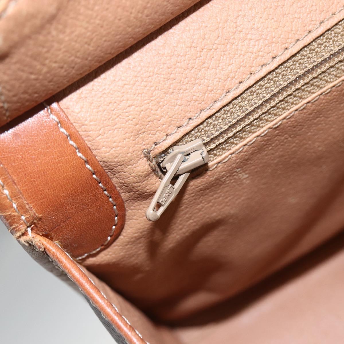 CELINE Macadam Canvas Hand Bag PVC Leather Brown Gold Auth 155934