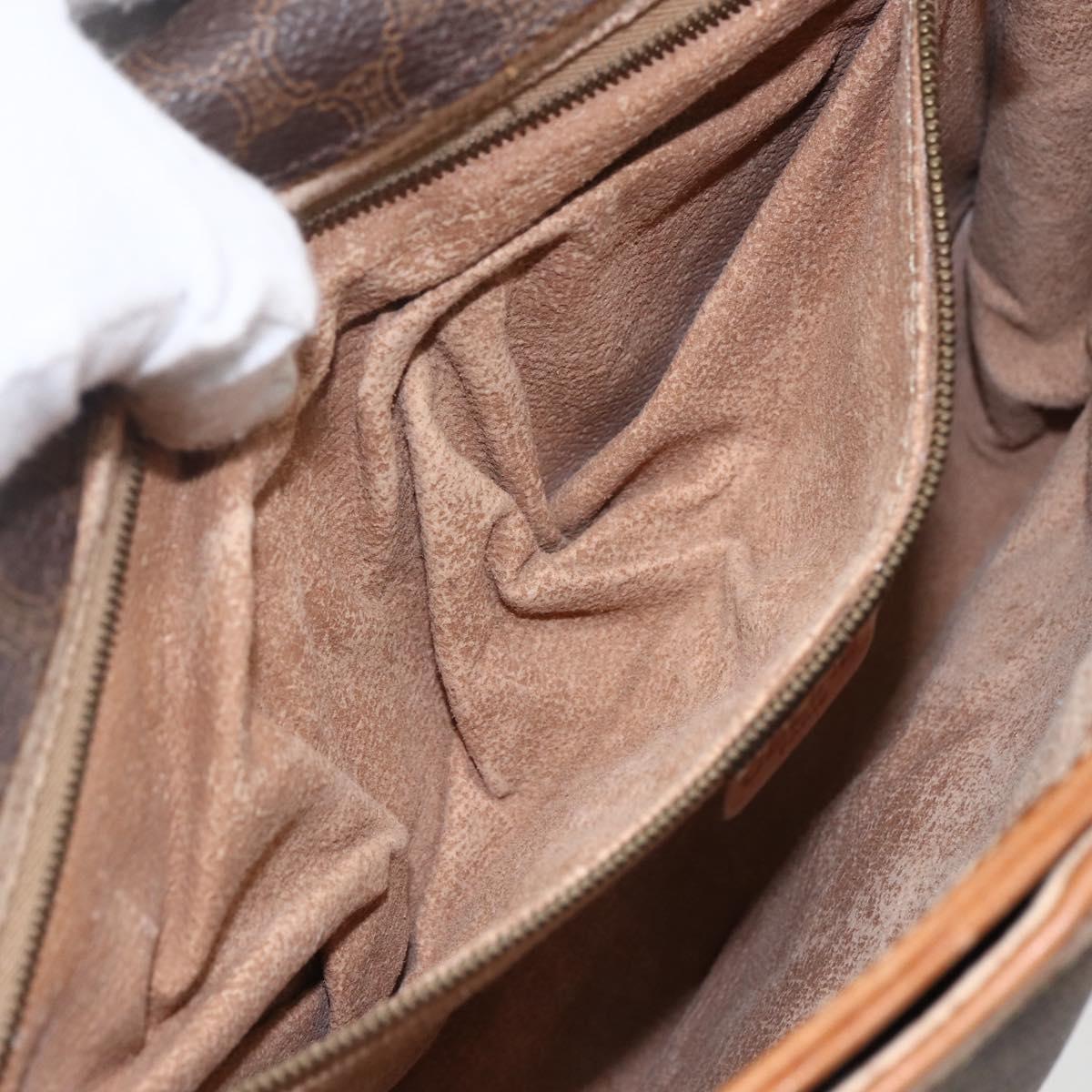 CELINE Macadam Canvas Shoulder Bag PVC Leather Brown Gold Auth 155935