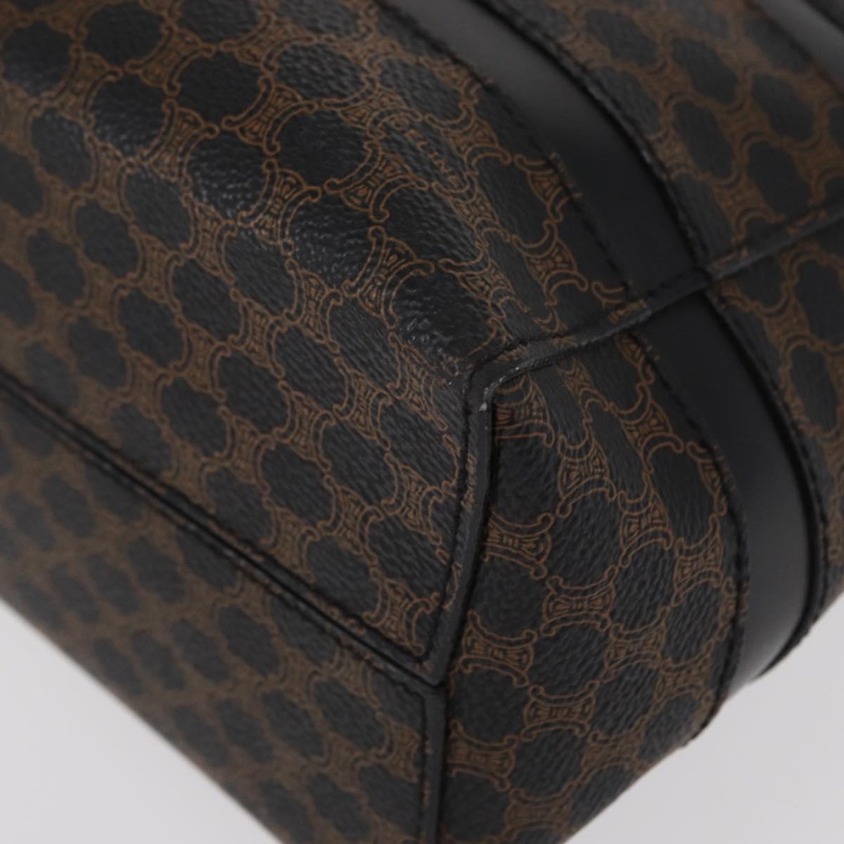 CELINE Macadam Canvas Tote Bag PVC Leather Black Gold Auth 155936