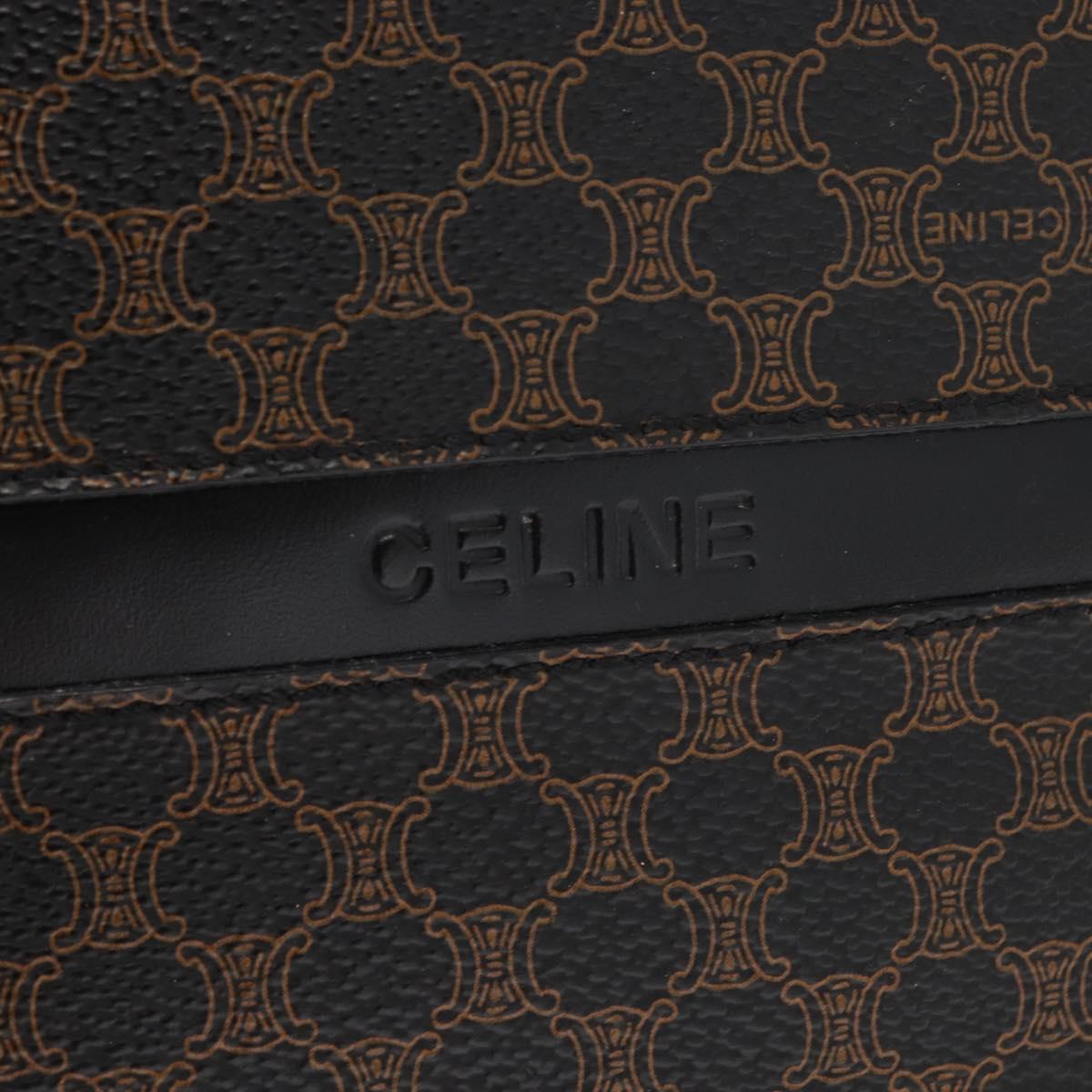 CELINE Macadam Canvas Tote Bag PVC Leather Black Gold Auth 155936