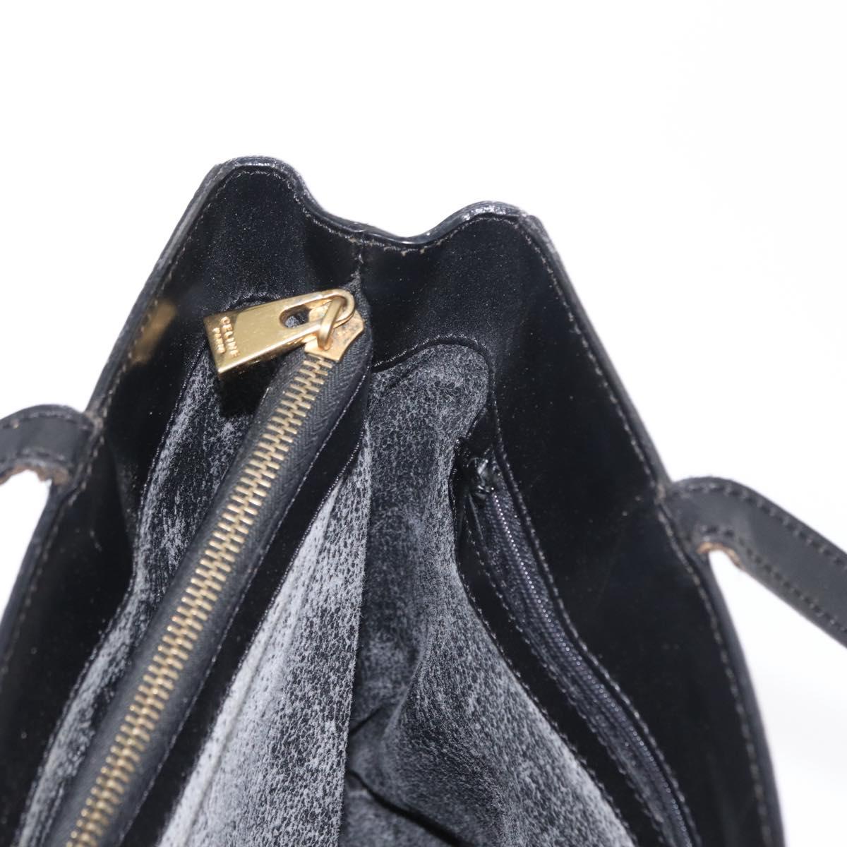 CELINE Macadam Canvas Tote Bag PVC Leather Black Gold Auth 155936