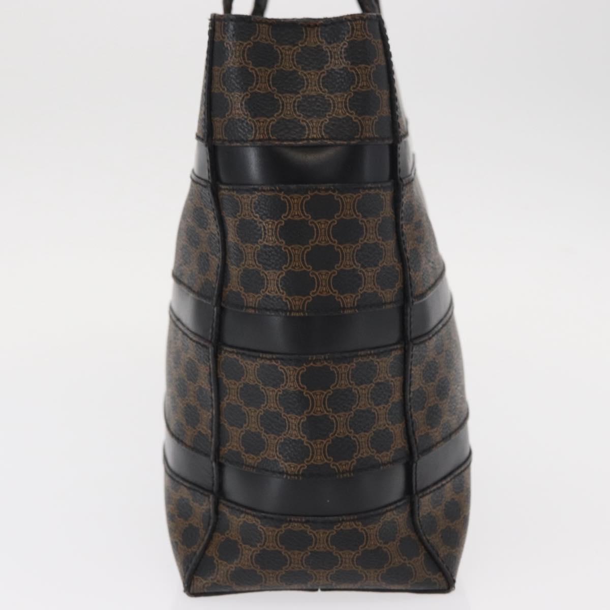 CELINE Macadam Canvas Tote Bag PVC Leather Black Gold Auth 155936