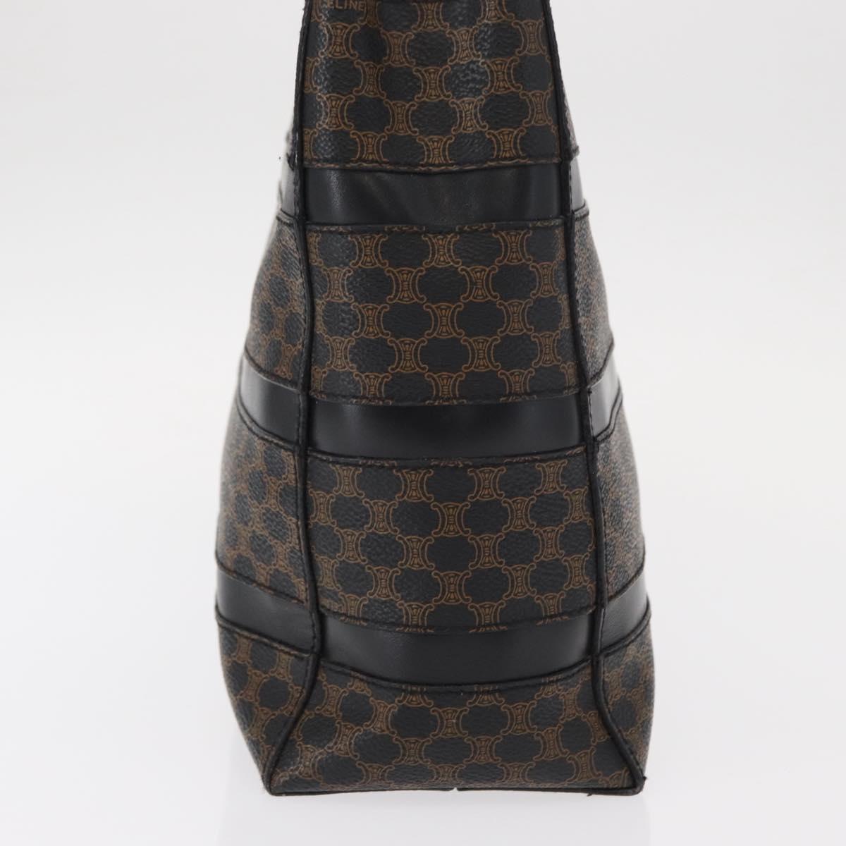 CELINE Macadam Canvas Tote Bag PVC Leather Black Gold Auth 155936