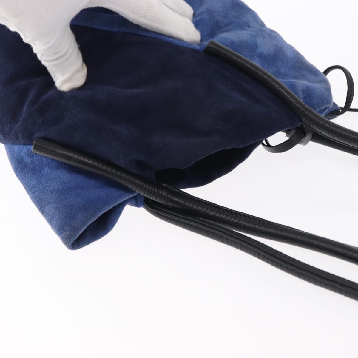 LOEWE Shoulder Bag Suede Leather Blue Auth 155939