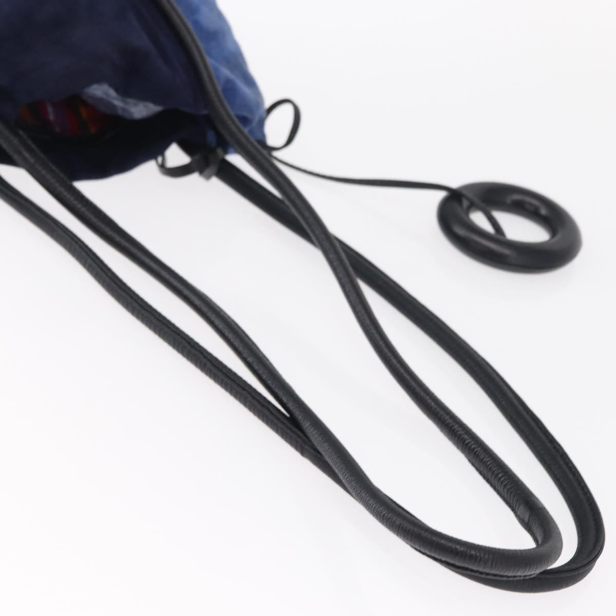 LOEWE Shoulder Bag Suede Leather Blue Auth 155939