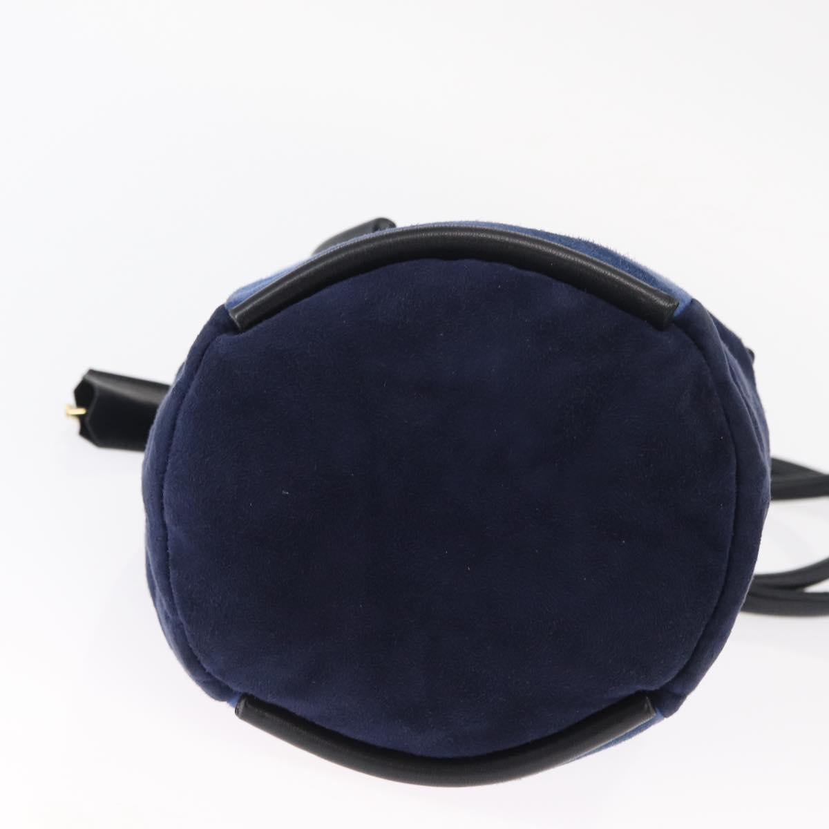 LOEWE Shoulder Bag Suede Leather Blue Auth 155939