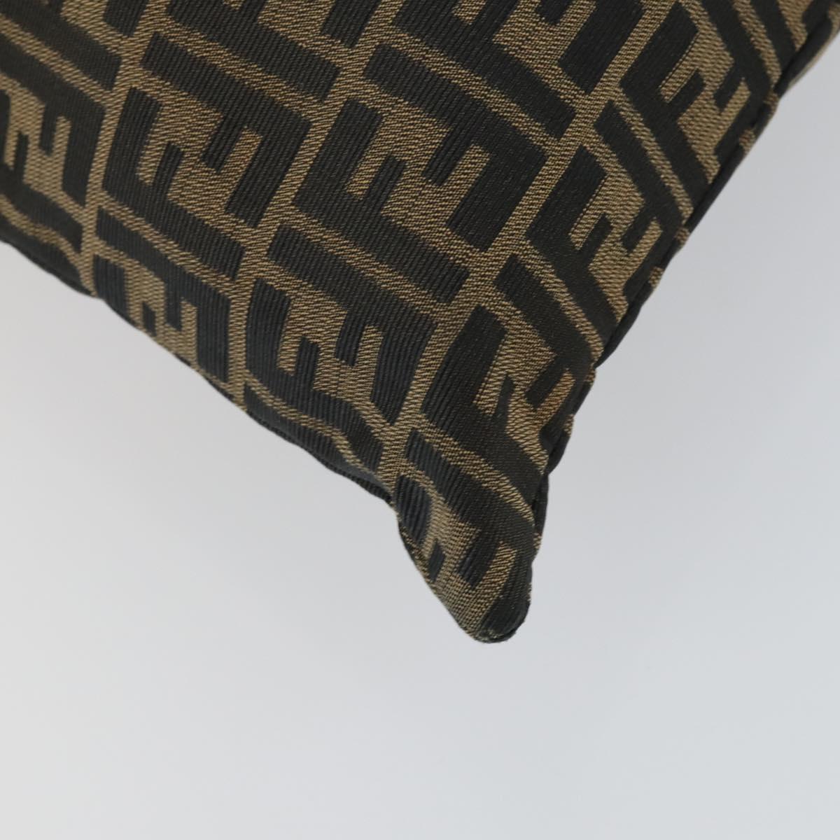 FENDI Zucca Canvas Shoulder Bag Black Brown Auth 155940