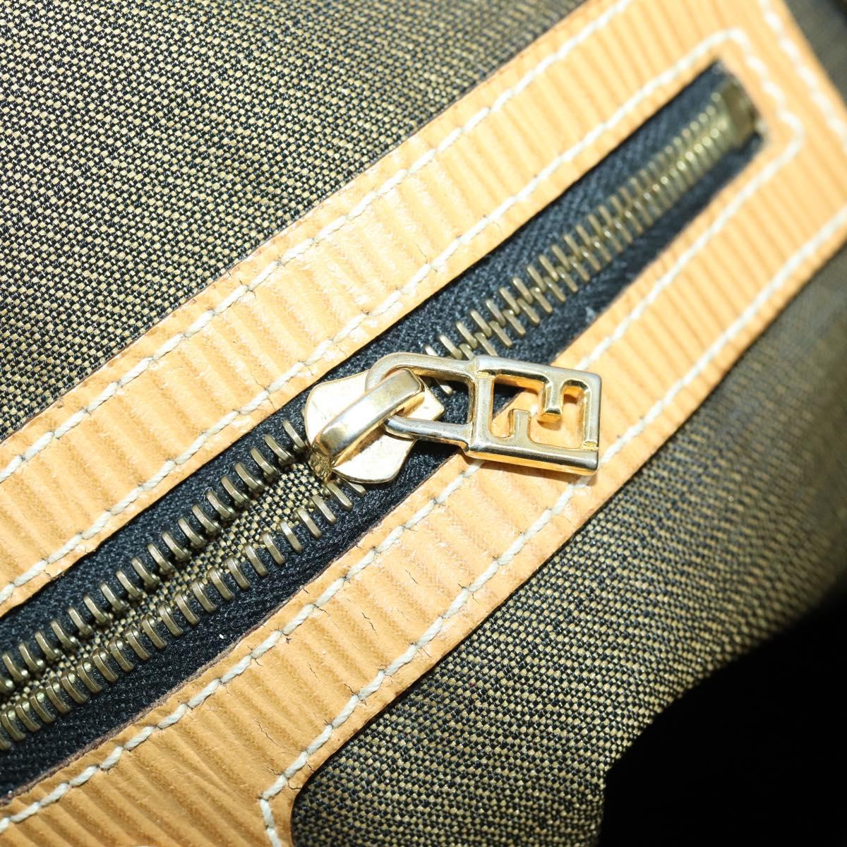 FENDI Zucca Canvas Shoulder Bag Black Brown Auth 155940