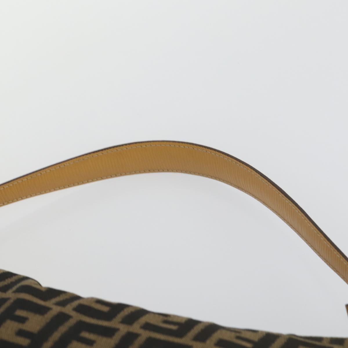 FENDI Zucca Canvas Shoulder Bag Black Brown Auth 155940