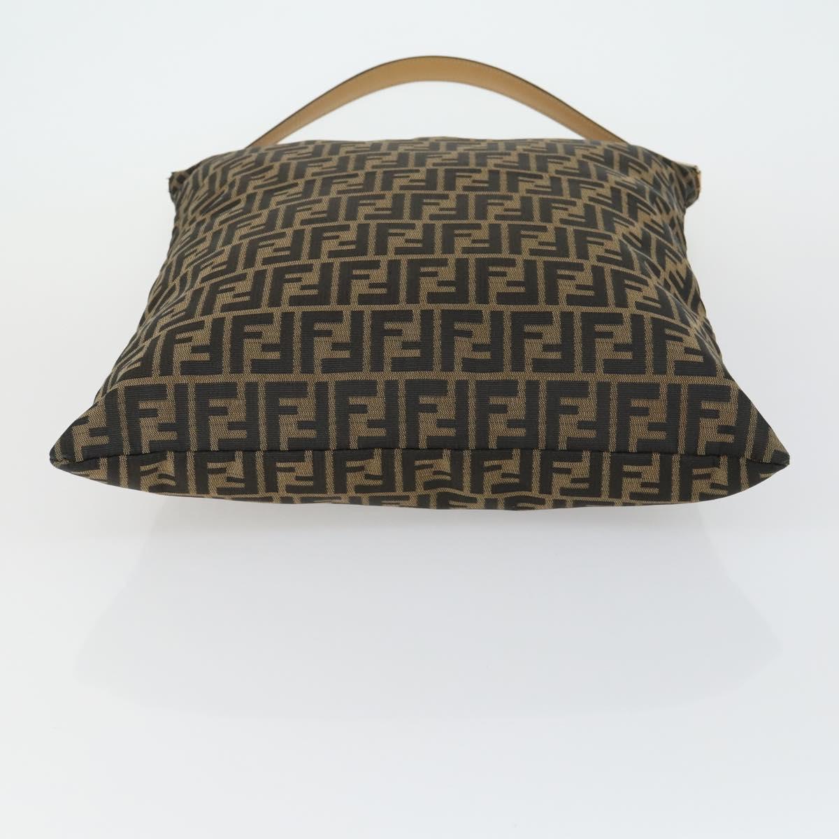 FENDI Zucca Canvas Shoulder Bag Black Brown Auth 155940