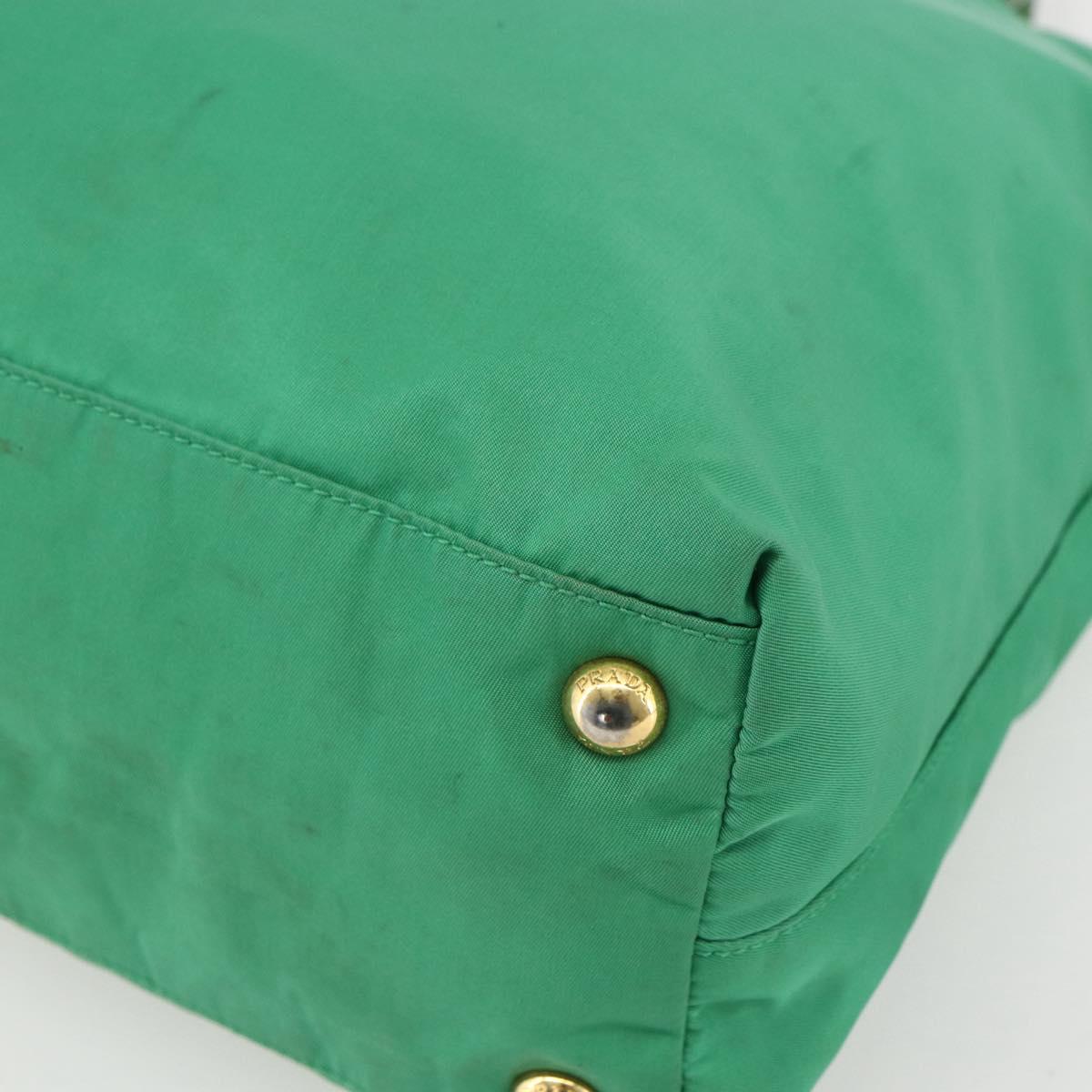PRADA Tote Bag Nylon Green Gold Auth 155942