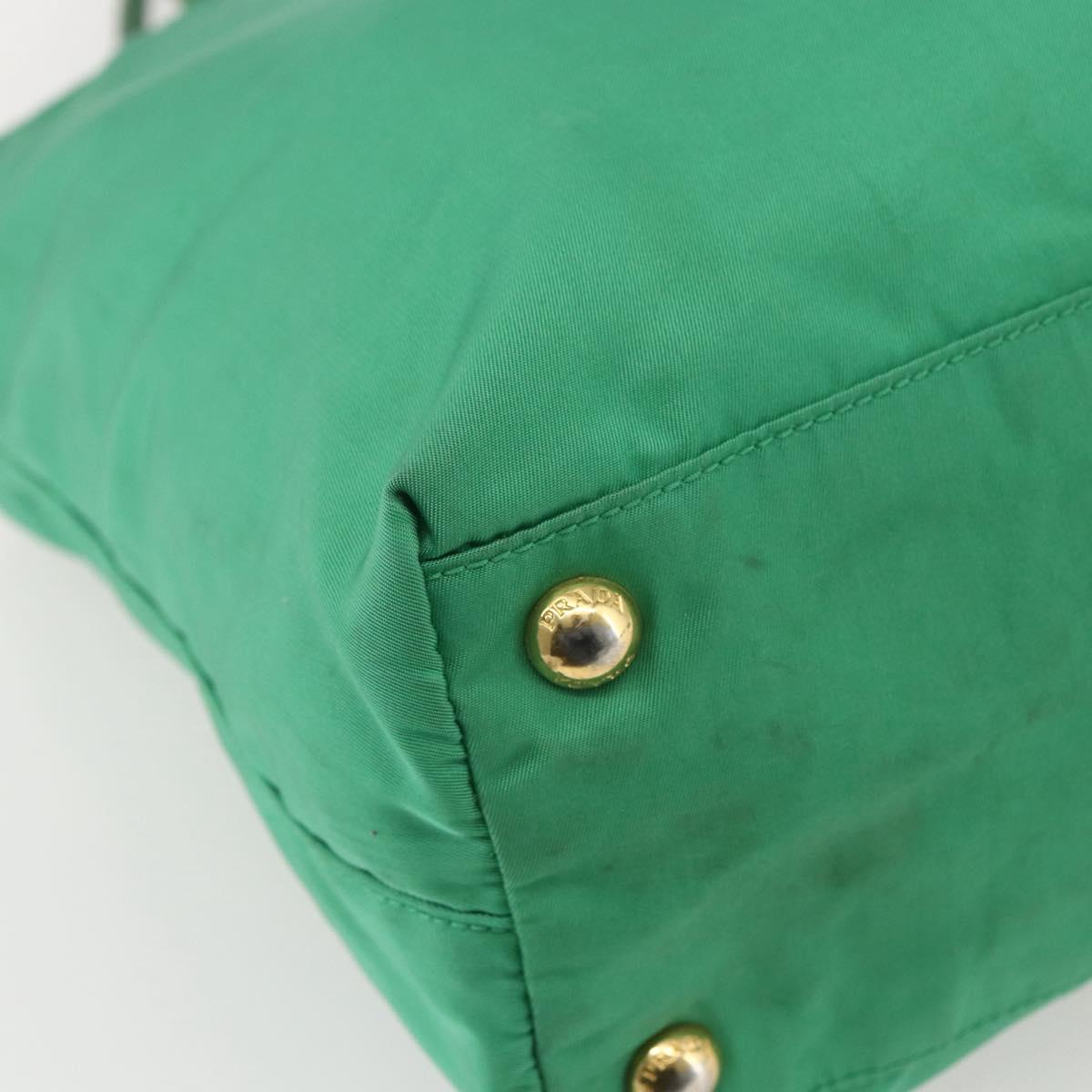 PRADA Tote Bag Nylon Green Gold Auth 155942