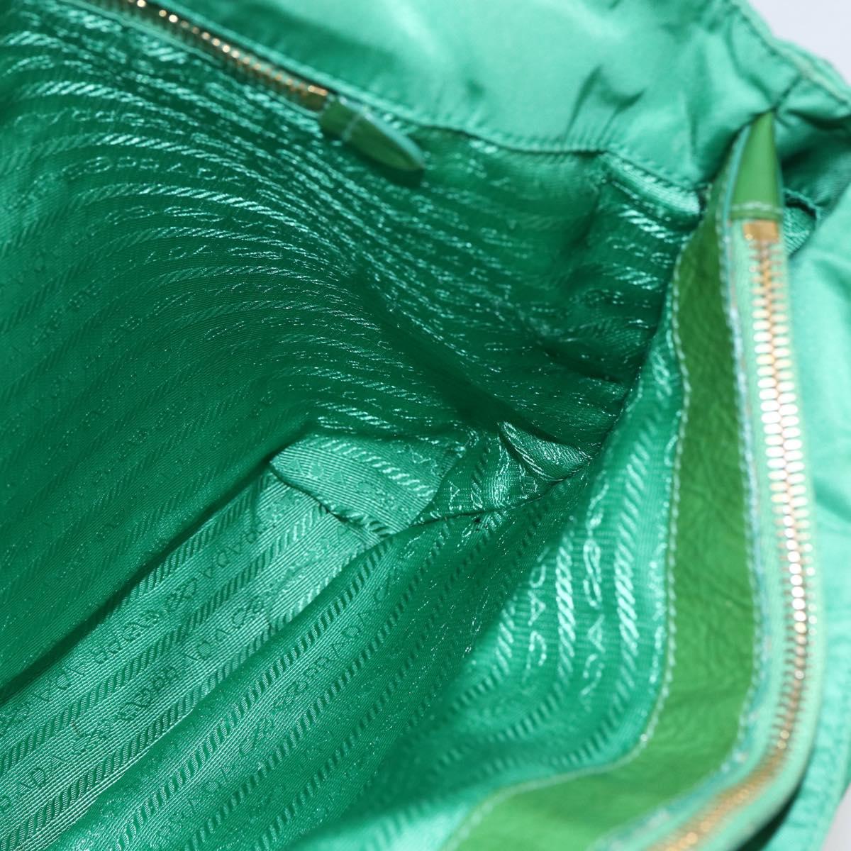 PRADA Tote Bag Nylon Green Gold Auth 155942