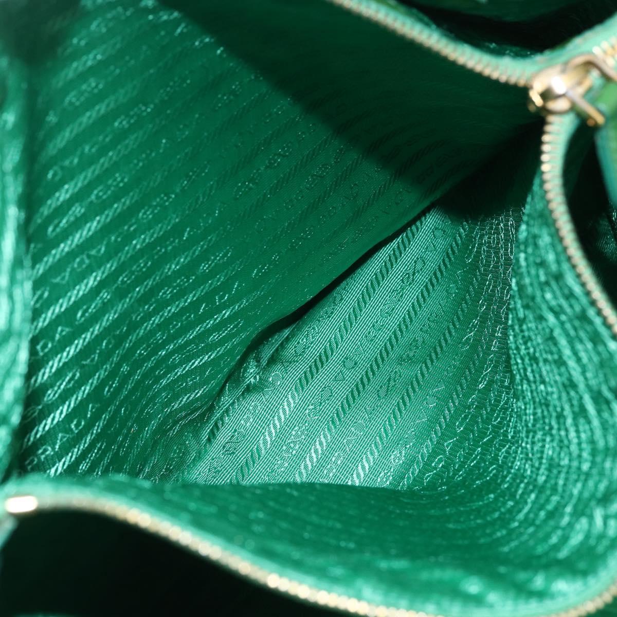 PRADA Tote Bag Nylon Green Gold Auth 155942