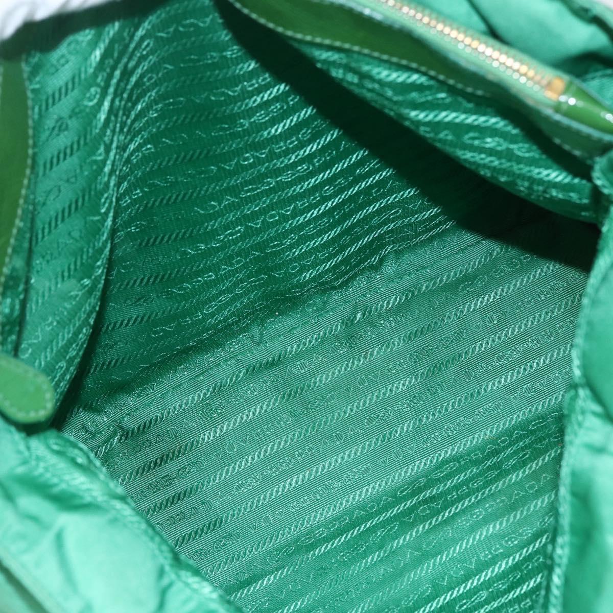 PRADA Tote Bag Nylon Green Gold Auth 155942