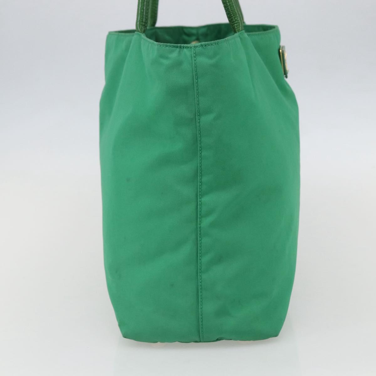 PRADA Tote Bag Nylon Green Gold Auth 155942