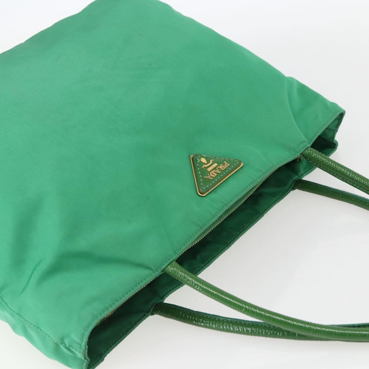PRADA Tote Bag Nylon Green Gold Auth 155942