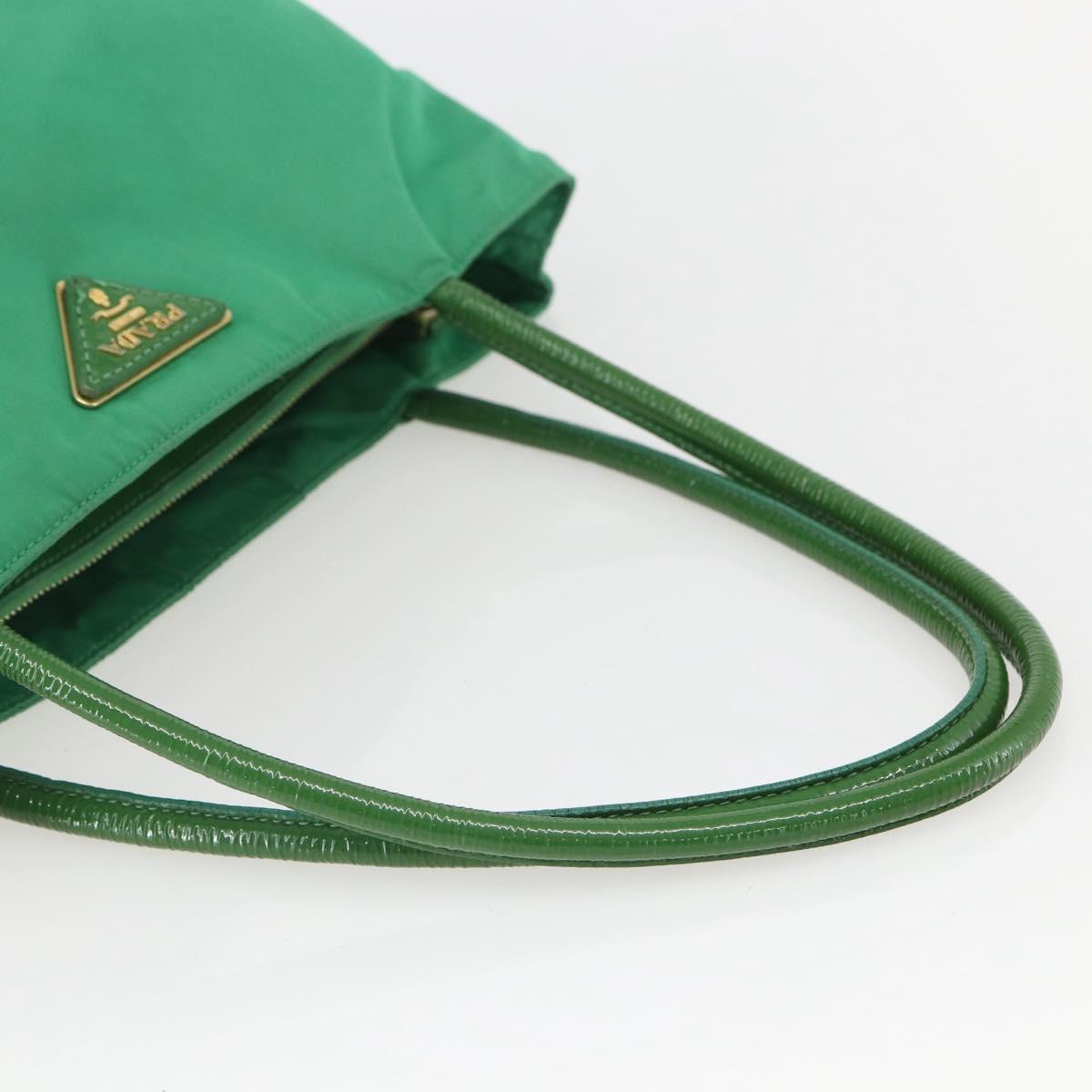 PRADA Tote Bag Nylon Green Gold Auth 155942