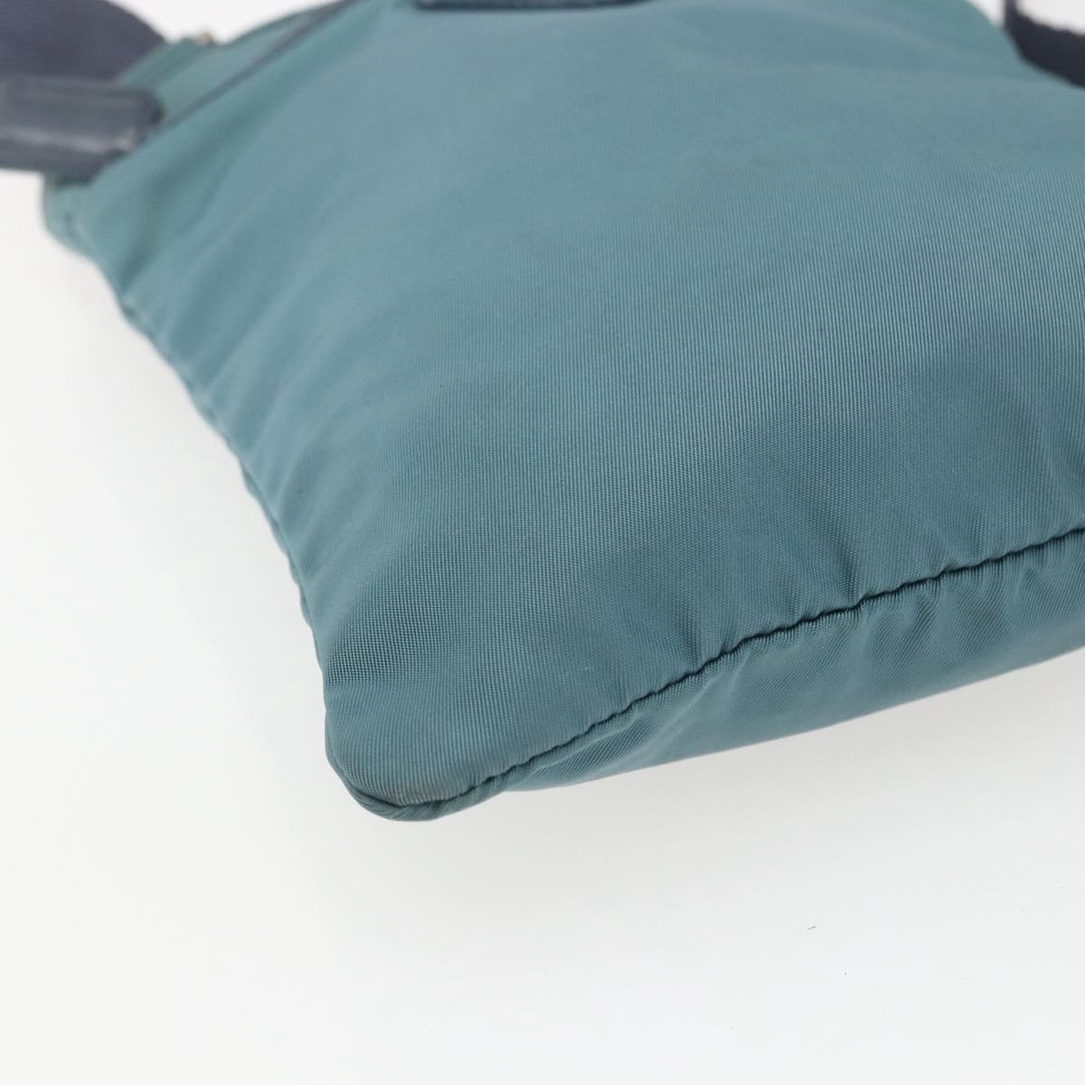 PRADA Shoulder Bag Nylon Blue Silver Auth 155943