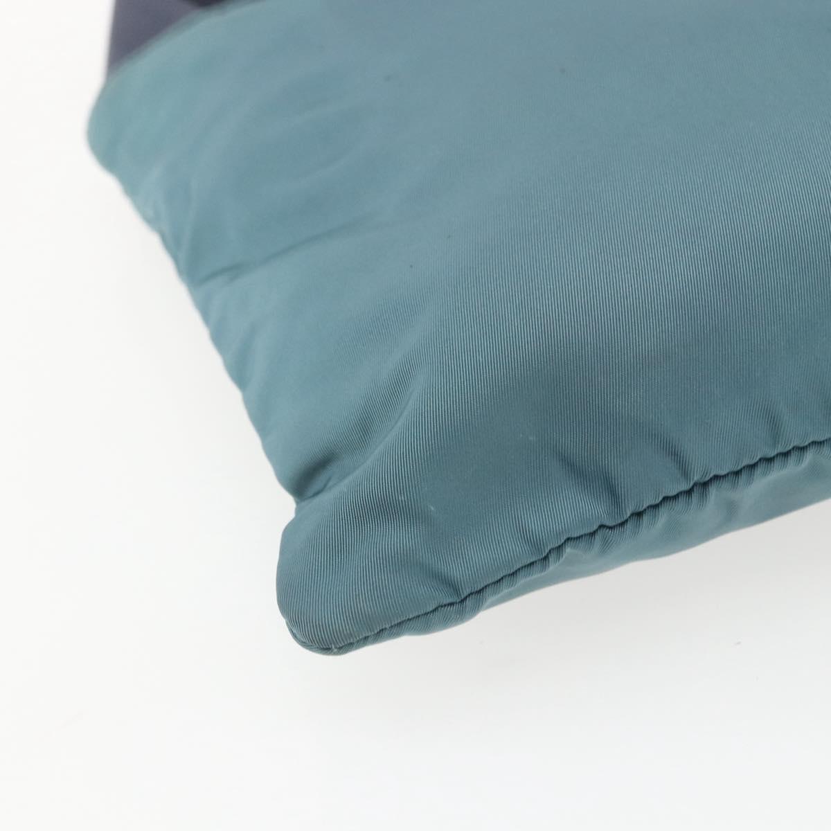 PRADA Shoulder Bag Nylon Blue Silver Auth 155943