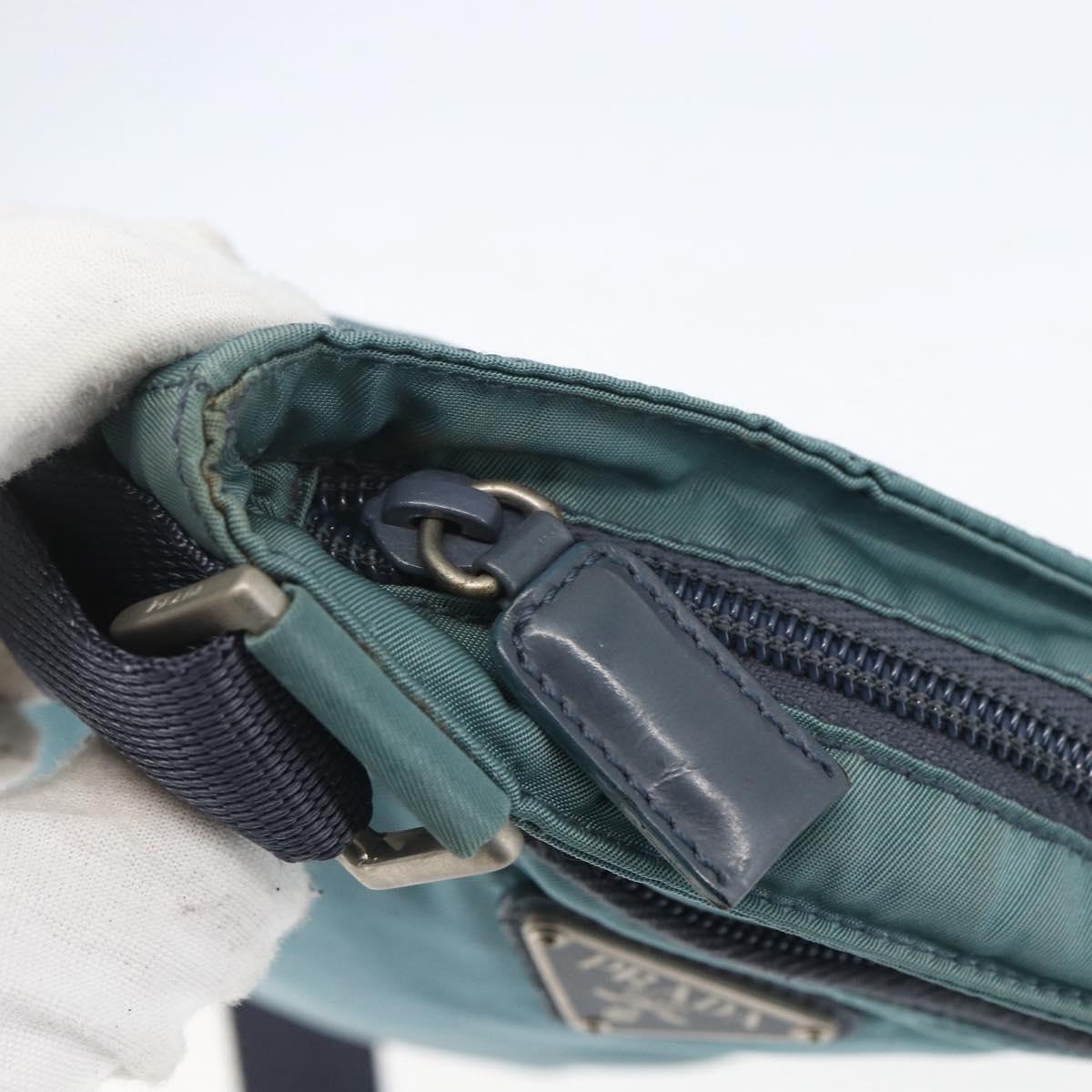 PRADA Shoulder Bag Nylon Blue Silver Auth 155943