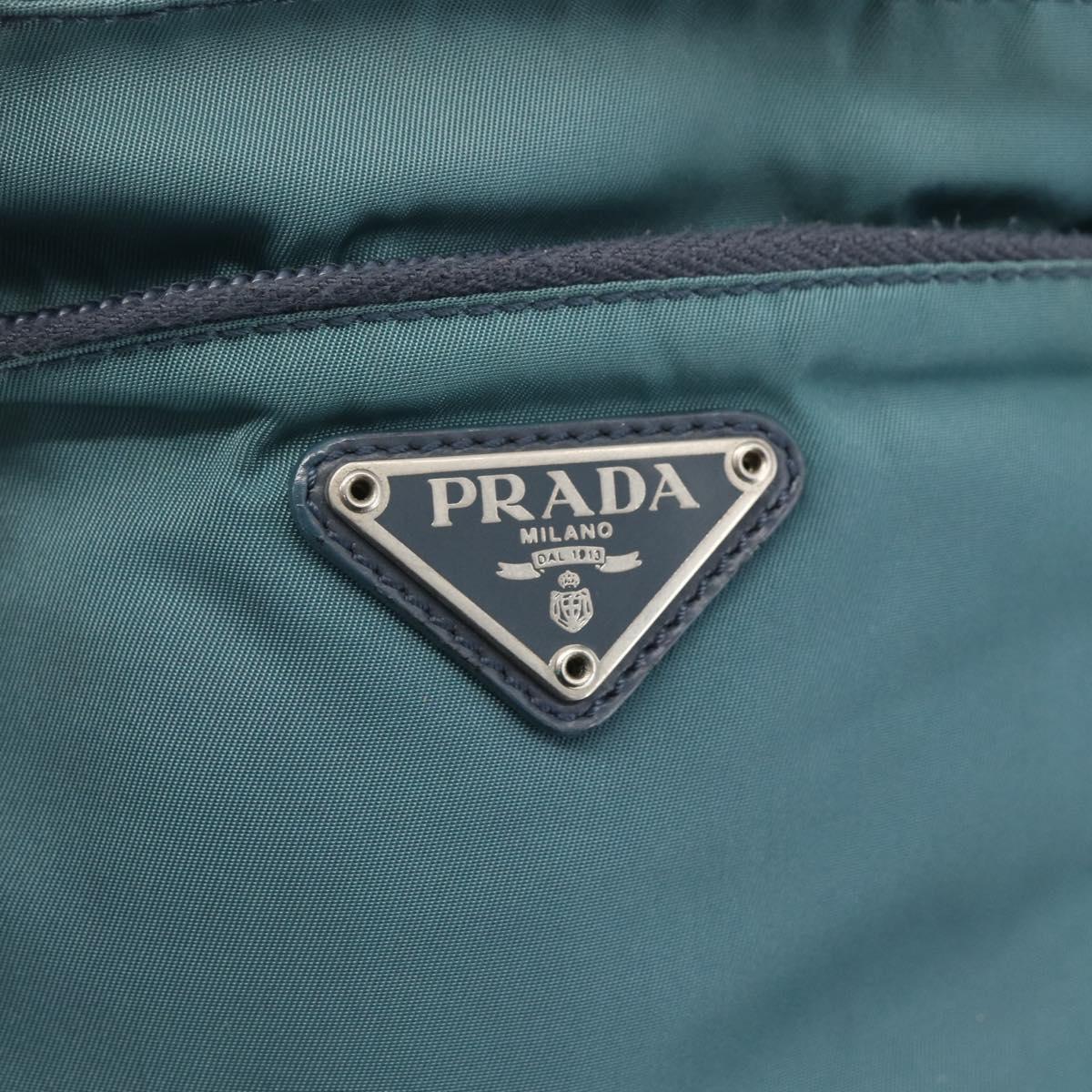 PRADA Shoulder Bag Nylon Blue Silver Auth 155943