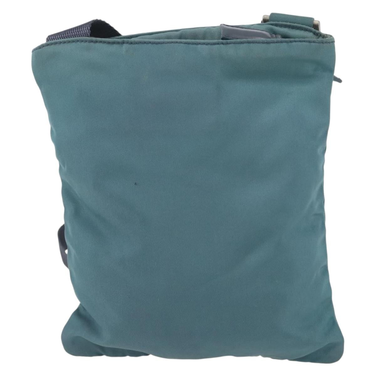 PRADA Shoulder Bag Nylon Blue Silver Auth 155943