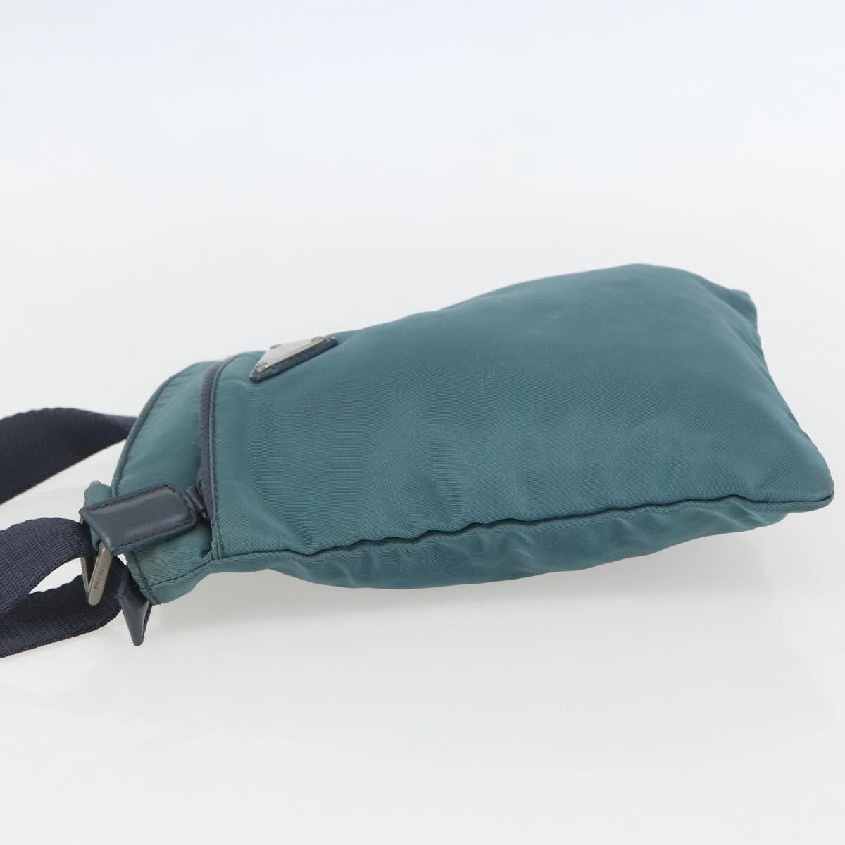 PRADA Shoulder Bag Nylon Blue Silver Auth 155943