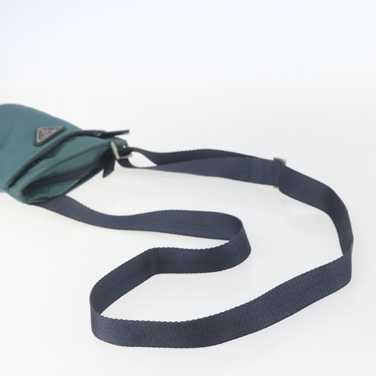 PRADA Shoulder Bag Nylon Blue Silver Auth 155943