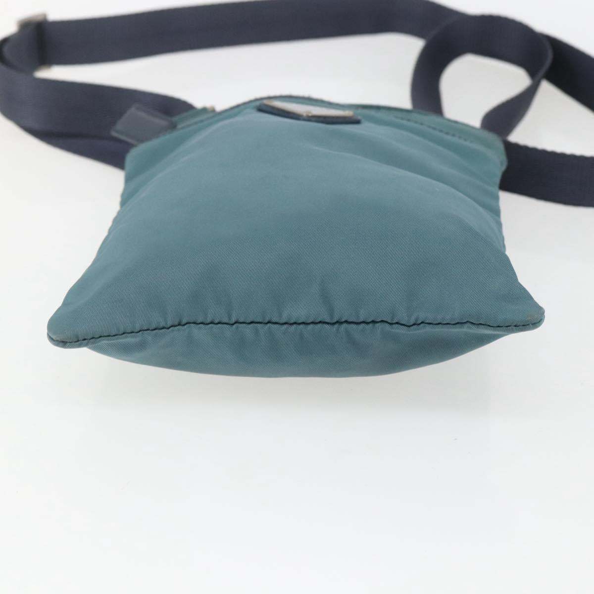 PRADA Shoulder Bag Nylon Blue Silver Auth 155943