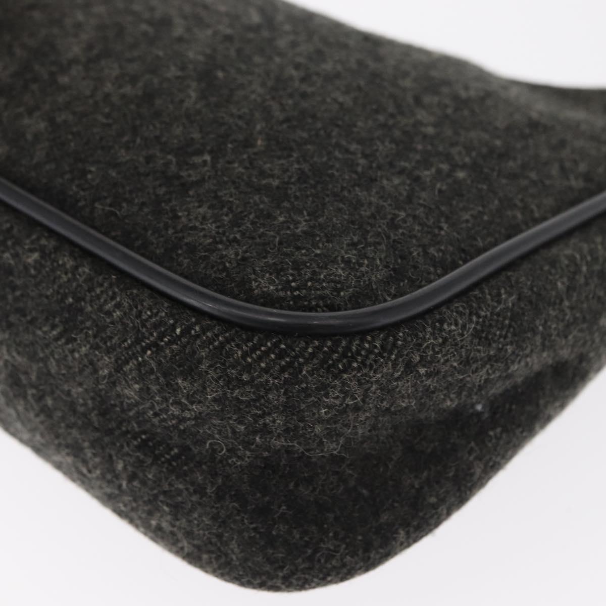PRADA Sports Hand Bag Wool Gray Silver Auth 155944