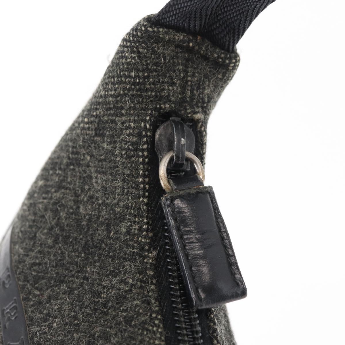 PRADA Sports Hand Bag Wool Gray Silver Auth 155944
