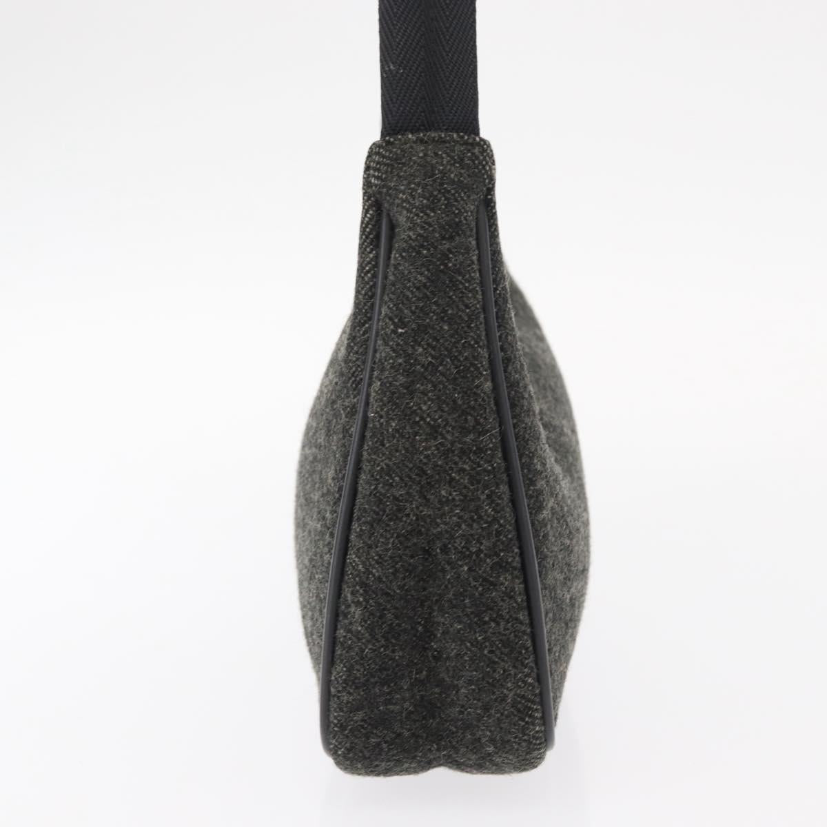 PRADA Sports Hand Bag Wool Gray Silver Auth 155944