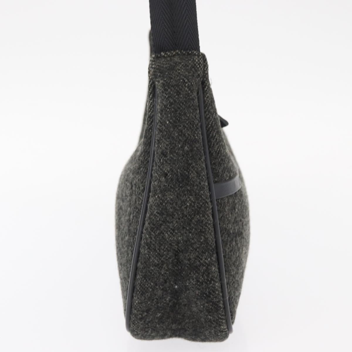 PRADA Sports Hand Bag Wool Gray Silver Auth 155944
