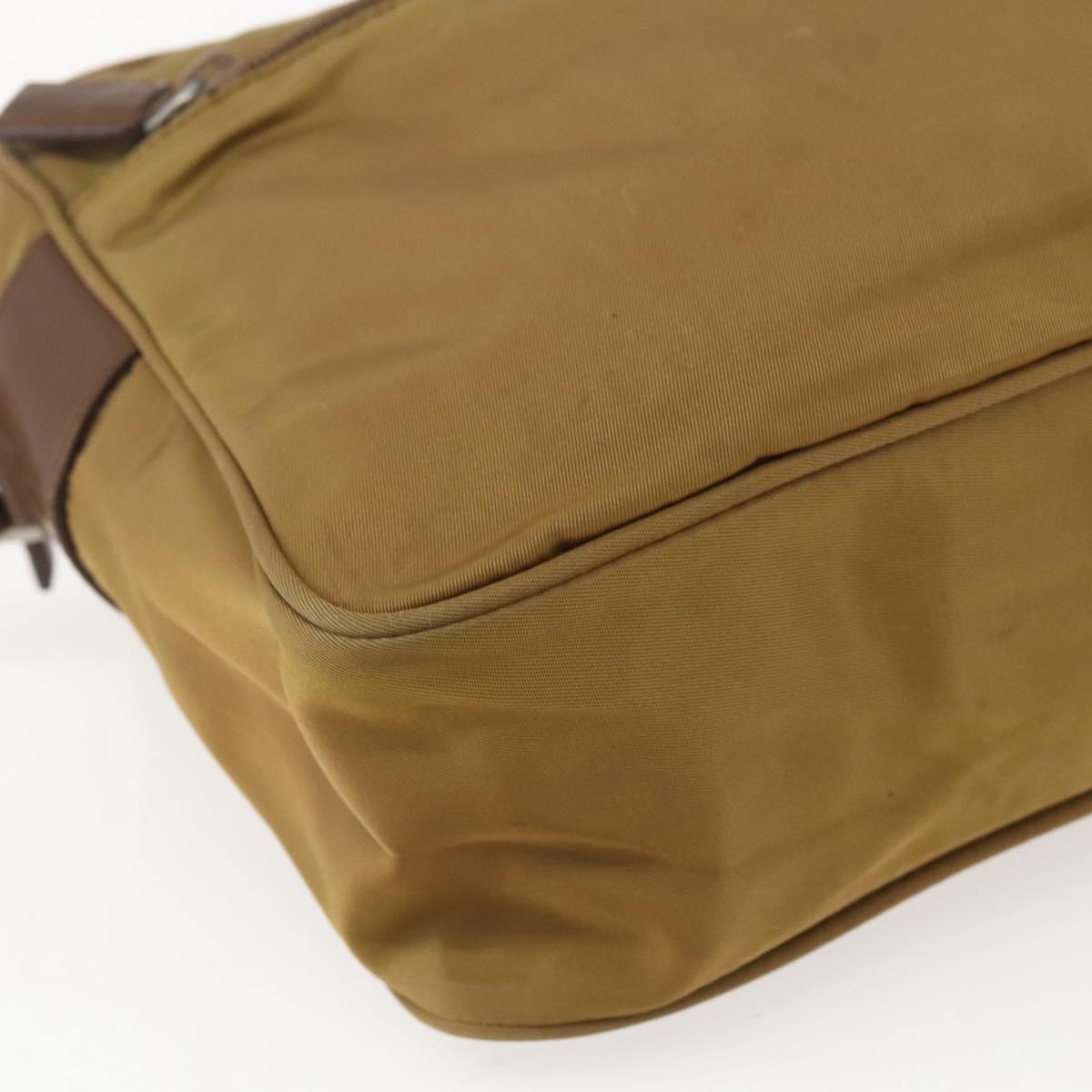 PRADA Shoulder Bag Nylon Brown Silver Auth 155945