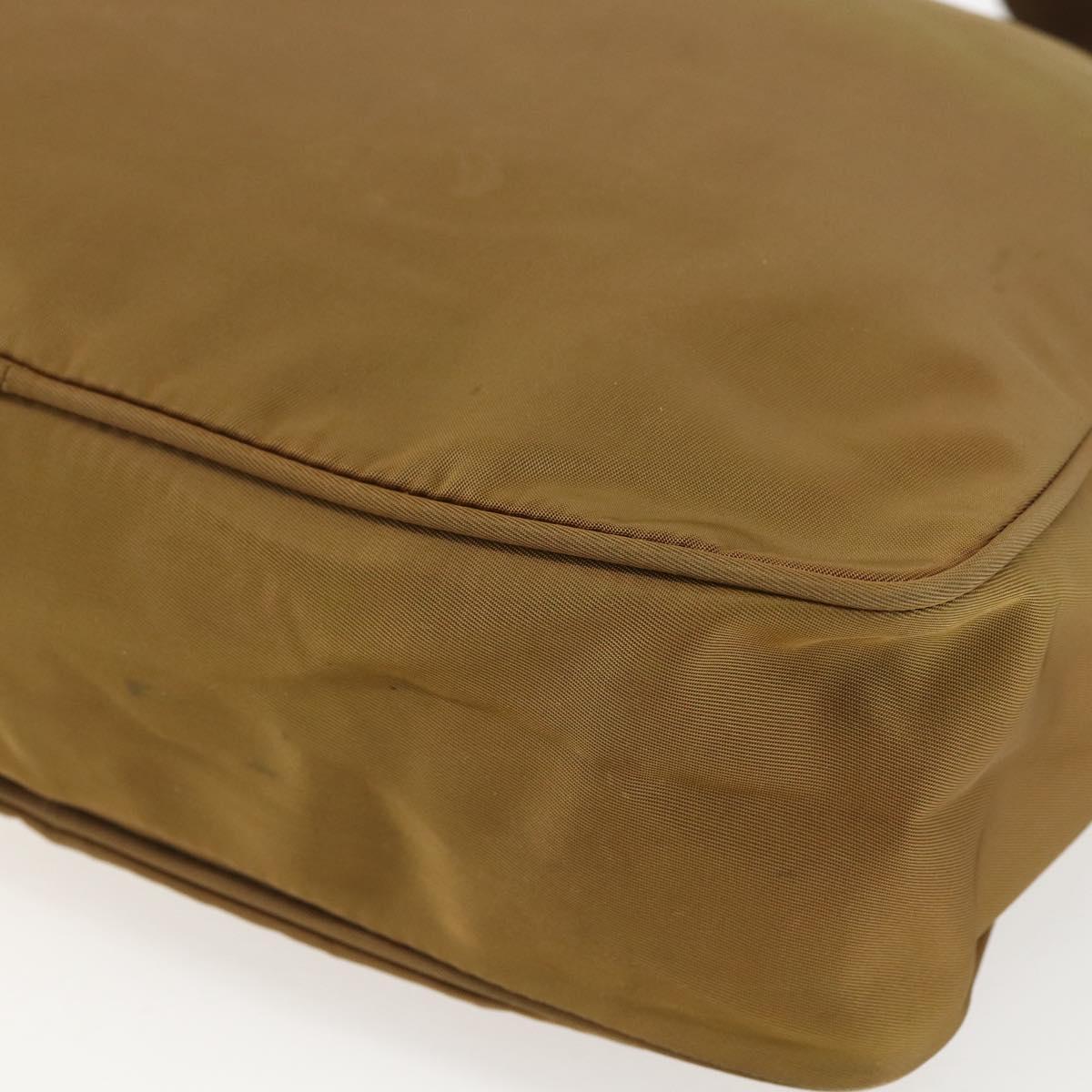 PRADA Shoulder Bag Nylon Brown Silver Auth 155945