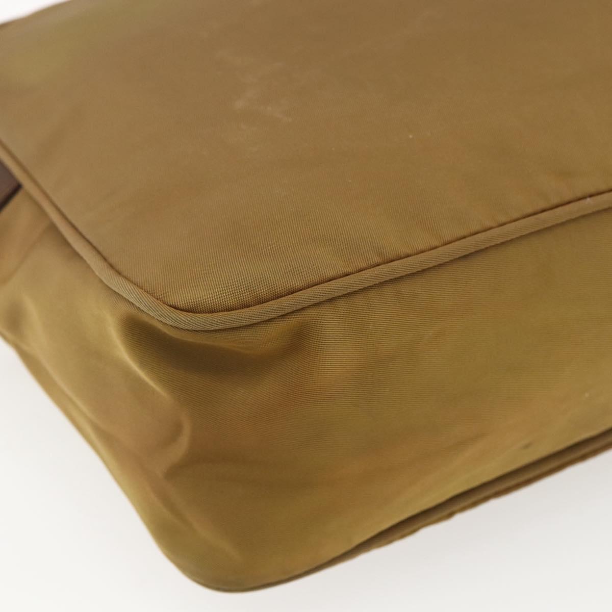 PRADA Shoulder Bag Nylon Brown Silver Auth 155945