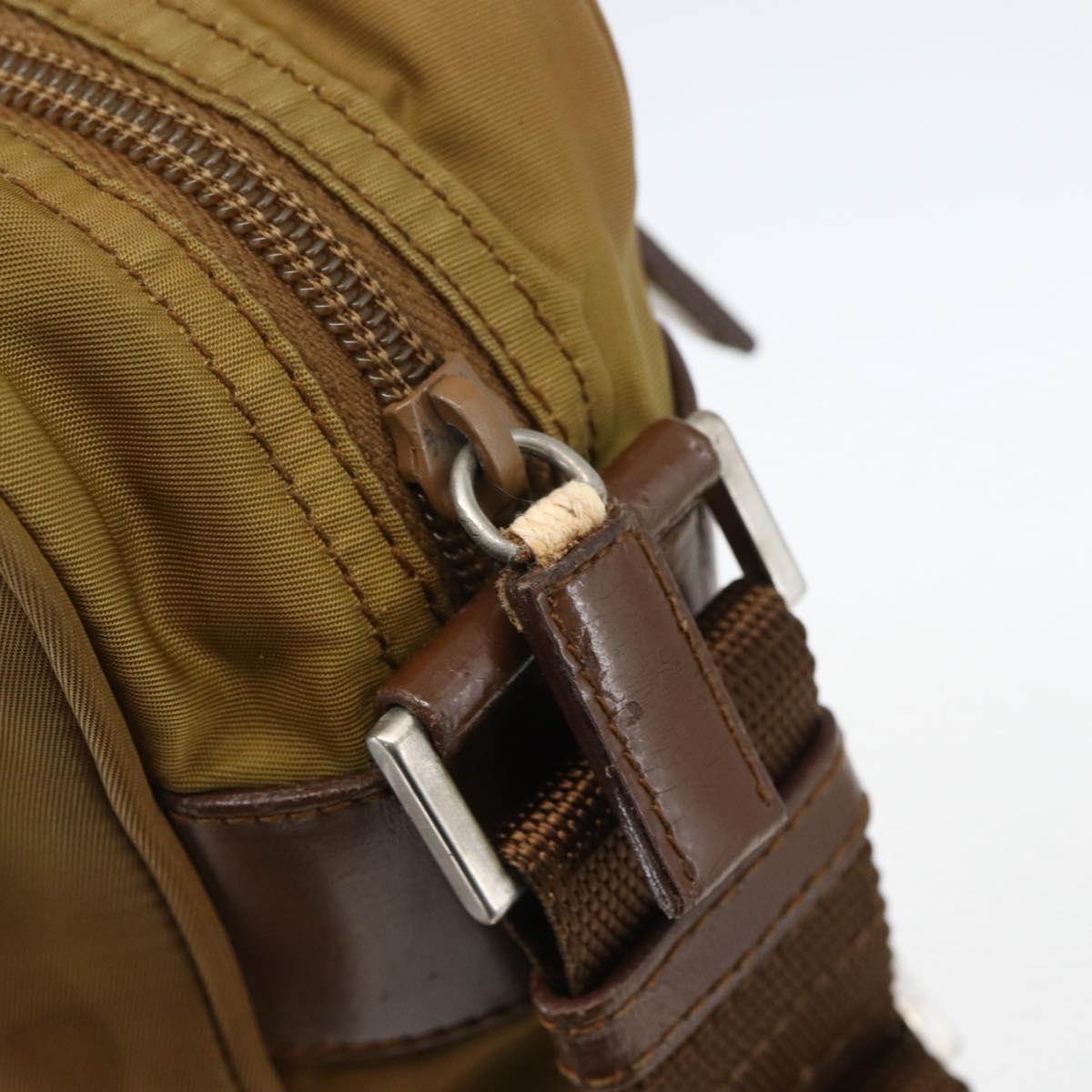 PRADA Shoulder Bag Nylon Brown Silver Auth 155945
