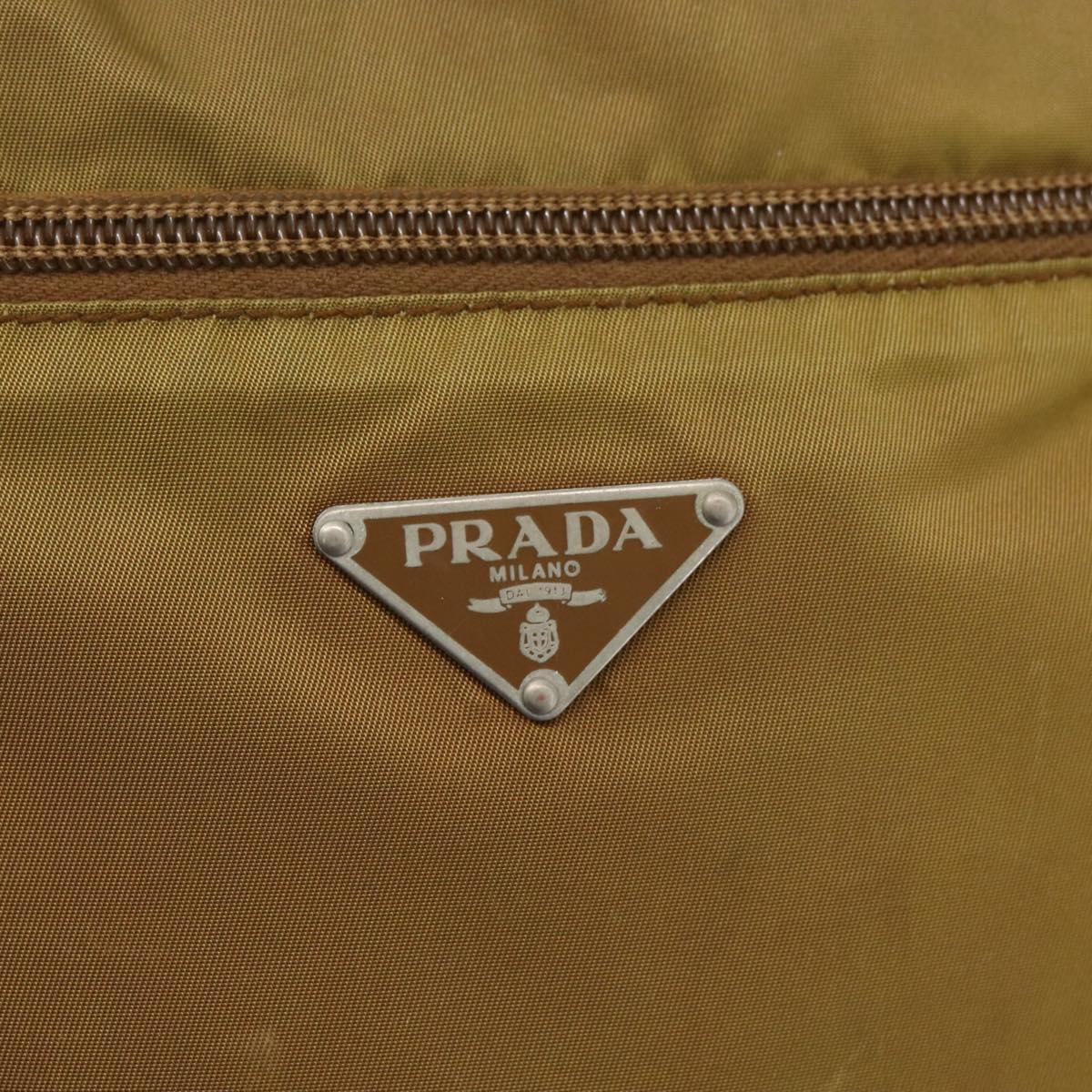 PRADA Shoulder Bag Nylon Brown Silver Auth 155945