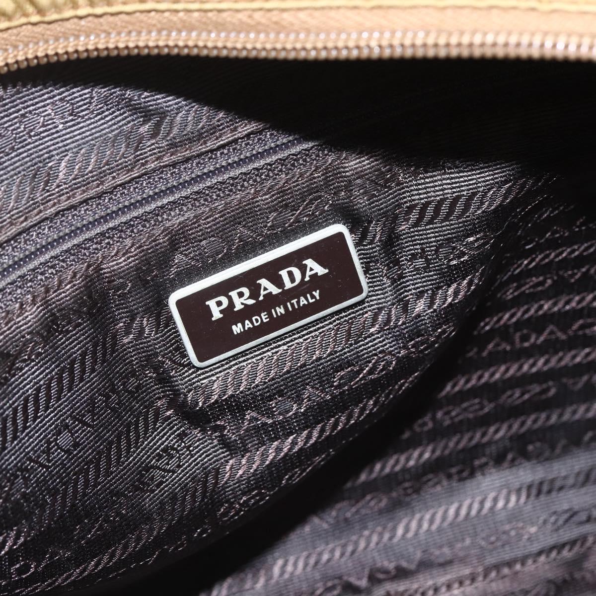 PRADA Shoulder Bag Nylon Brown Silver Auth 155945
