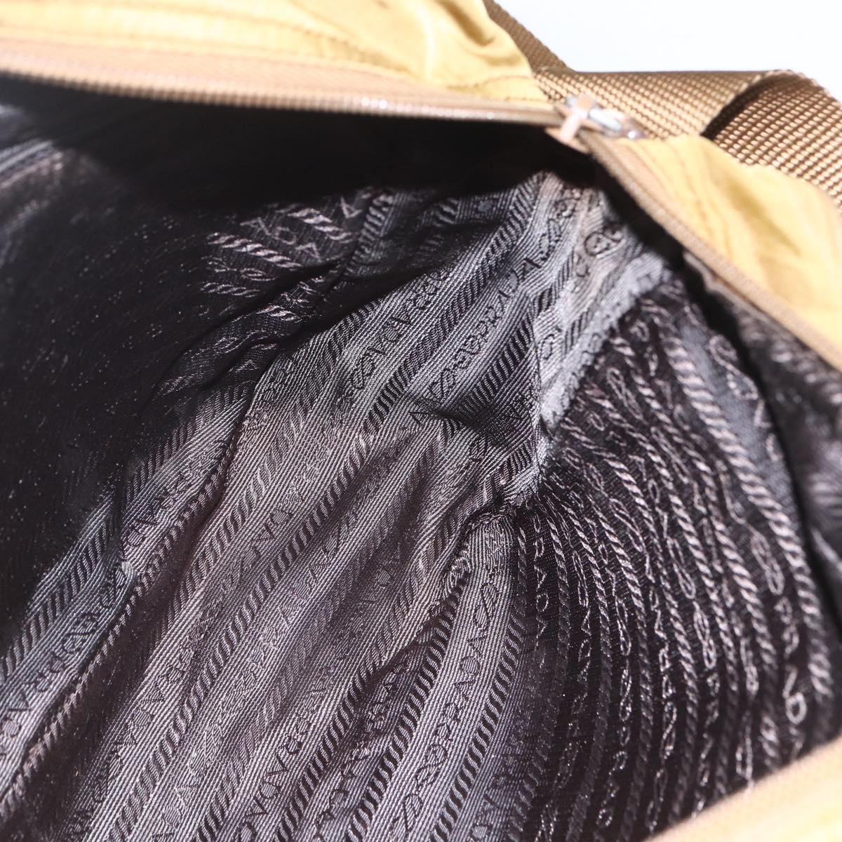 PRADA Shoulder Bag Nylon Brown Silver Auth 155945