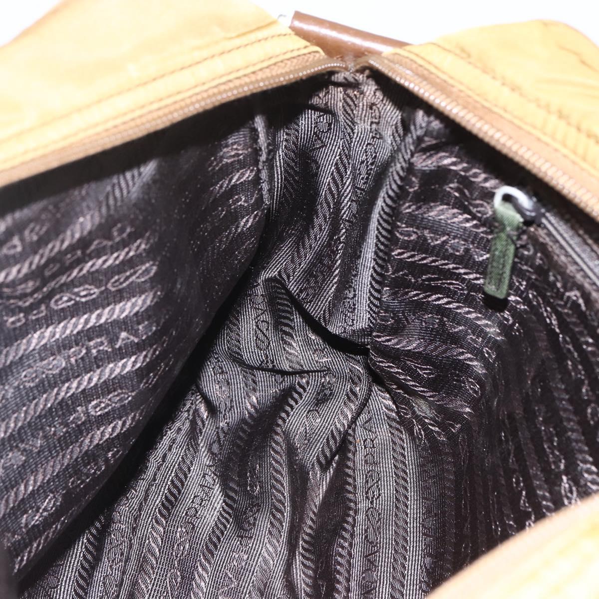PRADA Shoulder Bag Nylon Brown Silver Auth 155945